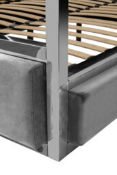 Orsina Grey Velvet Bed,statement Canopy Bed With Tufted Headboard,silver Finish Bed Set With Stainless Steel Frame - thumbnail 4