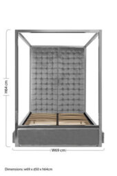 Orsina Grey Velvet Bed,statement Canopy Bed With Tufted Headboard,silver Finish Bed Set With Stainless Steel Frame - thumbnail 5