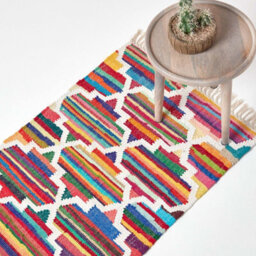 Homescapes Amsterdam Handwoven Multi Coloured 100% Cotton Chindi Kilim Rug, 66 X 200 Cm - thumbnail 1