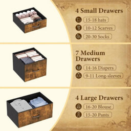 Rustic Brown Tall 15 Drawer Dresser Bedroom Storage Chest Organizer - thumbnail 3