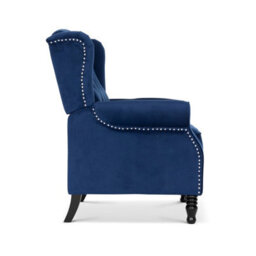 Velvet Blue Manual Recliner Wingback Chair - thumbnail 7