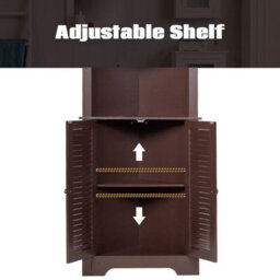 Gainoom Bathroom Brown Corner Storage Cabinet Free Standing Tall Bathroom Organizer 3 Shelves - thumbnail 7