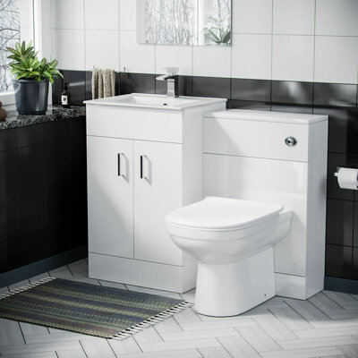 Nes Home Nanuya 500mm Vanity Basin, Wc Unit & Elso Back To Wall White - image 1