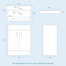 Nes Home Nanuya 500mm Vanity Basin, Wc Unit & Elso Back To Wall White - thumbnail 8