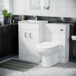 Nes Home Nanuya 500mm Vanity Basin, Wc Unit & Elso Back To Wall White - thumbnail 1