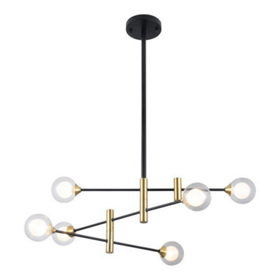 Luminosa Lighting Luminosa Modern Hanging Pendant Black, Brass 6 Light  With Clear Shade, G9