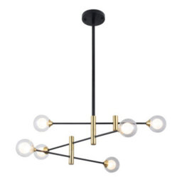 Luminosa Lighting Luminosa Modern Hanging Pendant Black, Brass 6 Light With Clear Shade, G9