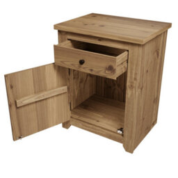 Wyld Haus Tralee Brown Pine Bedside Table 1 Drawer 1 Door - thumbnail 4