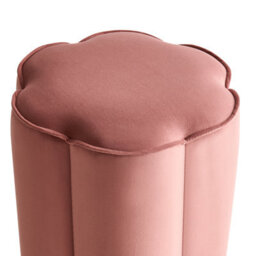 Wyld And Coco Velvet Pouffe Pink Round 39 X 34 X 45 Cm - Footstool And Accent Seat - thumbnail 3
