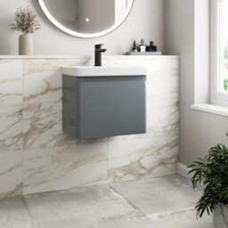 Affine Bathroom Cloakroom Vanity Unit Wash Basin Cabinet Drawers Storage Grey 500mm - thumbnail 1