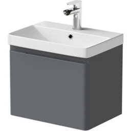 Affine Bathroom Cloakroom Vanity Unit Wash Basin Cabinet Drawers Storage Grey 500mm - thumbnail 5