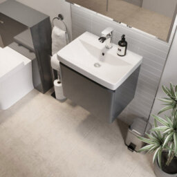 Affine Bathroom Cloakroom Vanity Unit Wash Basin Cabinet Drawers Storage Grey 500mm - thumbnail 3