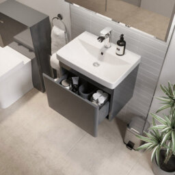 Affine Bathroom Cloakroom Vanity Unit Wash Basin Cabinet Drawers Storage Grey 500mm - thumbnail 4