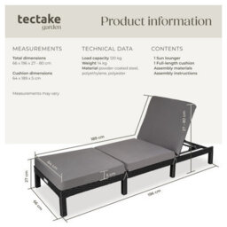 Tectake Sun Lounger Sofia With 6-Step Adjustable Backrest, Thick Padding And Uv-Resistant Polyrattan - Black - thumbnail 6