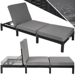 Tectake Sun Lounger Sofia With 6-Step Adjustable Backrest, Thick Padding And Uv-Resistant Polyrattan - Black
