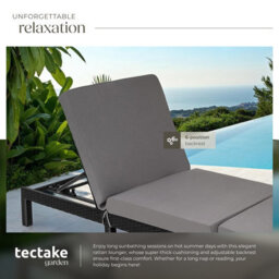 Tectake Sun Lounger Sofia With 6-Step Adjustable Backrest, Thick Padding And Uv-Resistant Polyrattan - Black - thumbnail 4