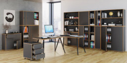 Vcm Wood Standing Desk Speaker Console Rollers Salia - thumbnail 5