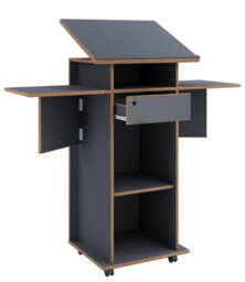 Vcm Wood Standing Desk Speaker Console Rollers Salia - thumbnail 3
