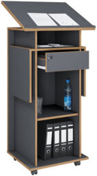 Vcm Wood Standing Desk Speaker Console Rollers Salia - thumbnail 2