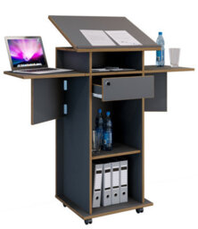 Vcm Wood Standing Desk Speaker Console Rollers Salia - thumbnail 1