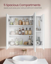 LEDREM 3-Door Bathroom Wall Cabinet, 60 X 15 X 55 Cm, Cupboard With Mirror,  Storage Cabinet, With Adjustable Shelf, Modern - thumbnail 6