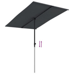 Berkfield Outdoor Parasol With Aluminium Pole 2X1.5 M Black - thumbnail 6