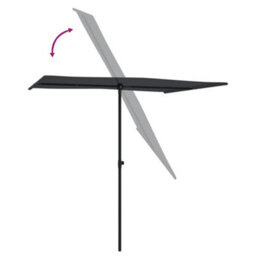 Berkfield Outdoor Parasol With Aluminium Pole 2X1.5 M Black - thumbnail 5