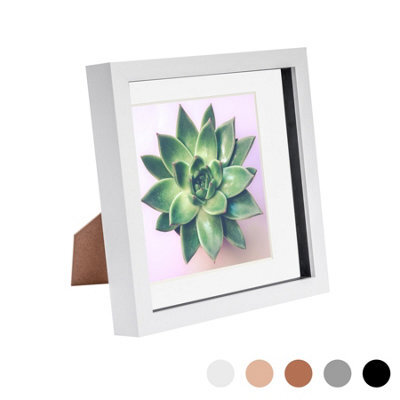 "Nicola Spring 8 X 8"" Photo Frame - White/white Mount - 3D Photo Frame Picture Frame Box Portrait Display Case (22.5 X 22.5Cm)" - image 1