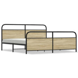 Berkfield Metal Bed Frame Without Mattress Sonoma Oak 180X200 Cm Super King - thumbnail 2