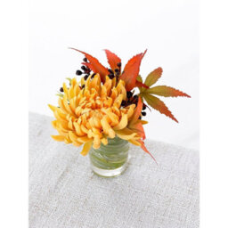 Bloom Artificial Faux Realistic Chrysanthemum Flower Arrangement In Glass Vase - Flower Of The Month November - Measures H10Cm - thumbnail 2