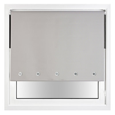 Furnished Thermal Blackout Roller Blinds With Round Eyelets & Metal Fittings - Grey (W)50Cm (L)210Cm