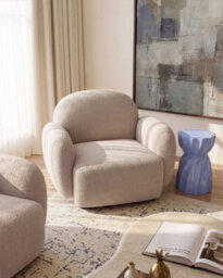Beliani Retro Armchair Jule Boucle Beige - thumbnail 2