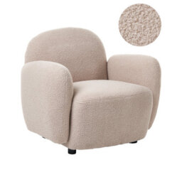 Beliani Retro Armchair Jule Boucle Beige - thumbnail 1