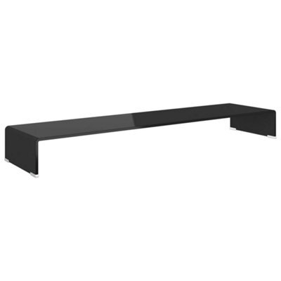 Berkfield Modern Tv Stand/monitor Riser Glass Black 120X30X13 Cm - image 1