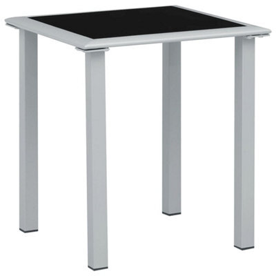 Walplus Garden Table Black And Silver 41X41X45 Cm Steel And Glass - image 1