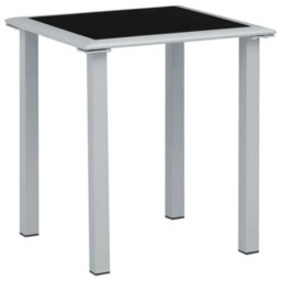 Walplus Garden Table Black And Silver 41X41X45 Cm Steel And Glass - thumbnail 1