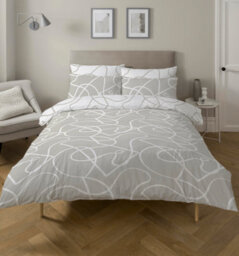 Copenhagen Home Pablo Reversible King Size Duvet Cover Set With Pillowcases - Stone