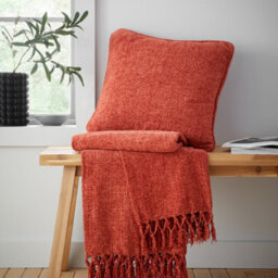 Catherine Lansfield Wilson Plain Chenille 130X170Cm Blanket Throw Terracotta - thumbnail 4