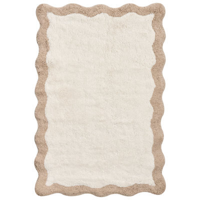 Beliani Bath Mat Nangal Brown/ Beige 60 X 90 Cm Cotton - image 1