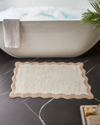 Beliani Bath Mat Nangal Brown/ Beige 60 X 90 Cm Cotton - thumbnail 2