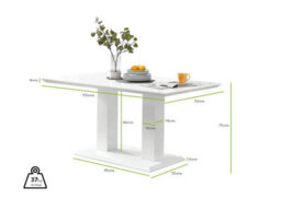 Furniturebox Imperia White High Gloss 6 Seater Dining Table With Structural 2 Plinth Column Legs 6 Light Grey Velvet Silver Leg Nora Chairs - thumbnail 7