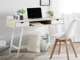 Beliani Home Office Desk Clarita Light Brown 120 Cm 48 Cm With Drawers - thumbnail 2