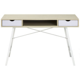 Beliani Home Office Desk Clarita Light Brown 120 Cm 48 Cm With Drawers - thumbnail 5