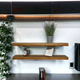 MKGT Set Of 2 Rustic Wooden Floating Shelves With Hidden Brackets (Tudor Oak, 50Cm (0.5M) - thumbnail 9