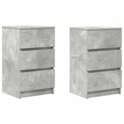 Berkfield Bedside Cabinets With 3 Drawers 2 Pcs Concrete Grey 39X35X65 Cm - thumbnail 2