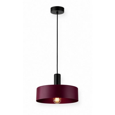 Luminosa Lighting Luminosa Wine Dome Pendant Ceiling Light Black, Burgundy 1X E27 - image 1