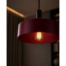 Luminosa Lighting Luminosa Wine Dome Pendant Ceiling Light Black, Burgundy 1X E27 - thumbnail 3