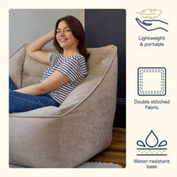 icon Natalia Chenille Adults Bean Bag Armchair, Ready Filled Large Beanbag Natural Beige - thumbnail 6