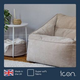 icon Natalia Chenille Adults Bean Bag Armchair, Ready Filled Large Beanbag Natural Beige - thumbnail 5