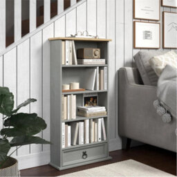 Grey 1-Drawer Dvd Cd Rack Solid Pine - thumbnail 6